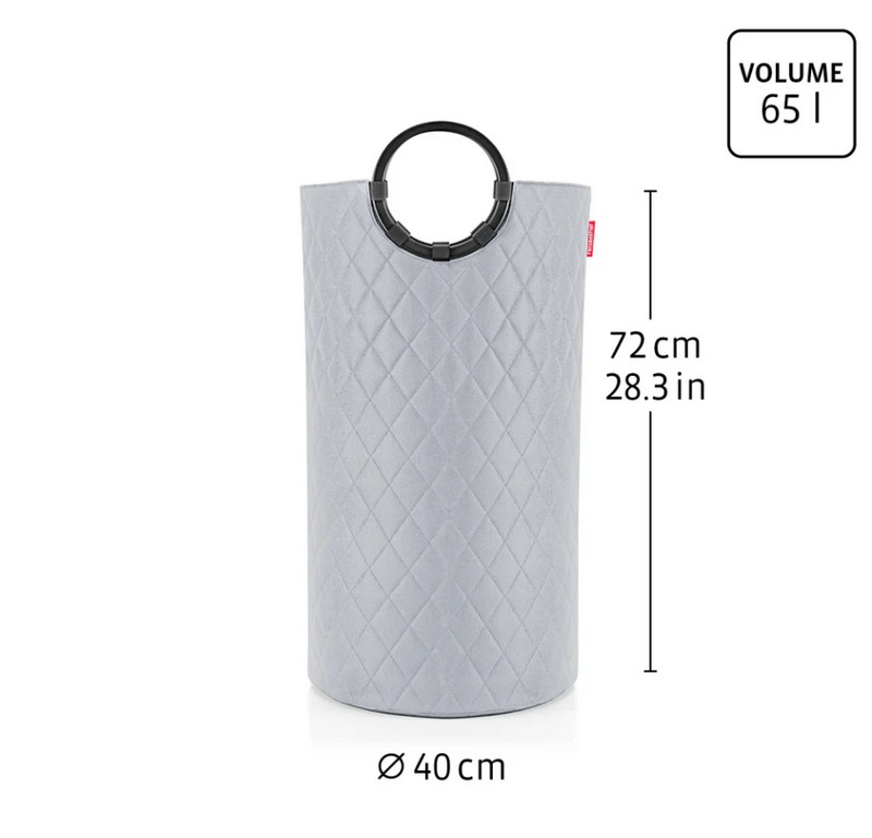 Cesto per biancheria trapuntato grigio chiaro con maniglie, da 65 litri